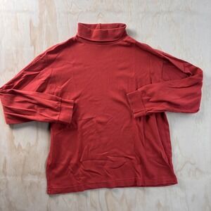 Gap Shirt Mens Large Red Turtleneck Long Sleeve Solid Basic Casual Top Pullover